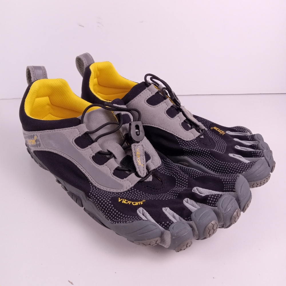 Vibram FiveFingers Black Gray Yellow Athletic Toe Shoes